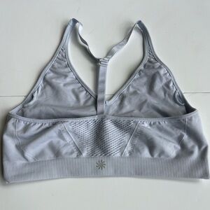 $49 Athleta M Mesh Around Seamless Sports Bra T Back Cinched Sheer Logo Soft